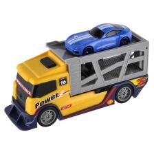 Παιδικό φορτηγό μεταφοράς αυτοκινήτων Raya Toys Κίτρινο με αυτοκινητάκι.