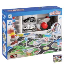Χαλάκι παιχνιδιού αυτοκινήτου Raya Toys City, με πίστα με εκτοξευτή και αξεσουάρ.