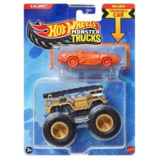 Αυτοκινητάκι Mattel Hot Wheels Monster Truck 5 Alarm με συνθλιμμένο αυτοκινητάκι, JCG37