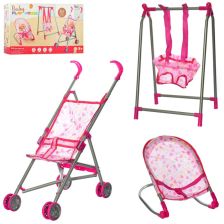 Καρότσι, ρηλάξ και κούνια κούκλας Raya Toys.