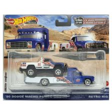 Σετ παιδικό αυτοκίνητο και ρυμουλκού Mattel Hot Wheels `80 Dodge Macho Power Wagon & Retro Rig.