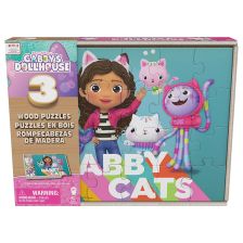 Σετ παιδικά ξύλινα παζλ Spin Master Gabby`s Dollhouse, σε κουτί, 3 τεμάχια, 72 τεμαχίων.