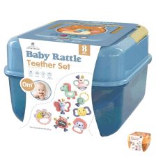Σετ κουδουνίστρες και οδοντοφυΐα Raya Toys 8 τεμαχίων, σε μουσικό κουτί με φωτάκια.
