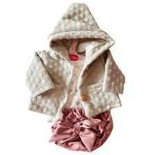 Σετ ρούχων κούκλας Antonio Juan Sweet reborn, Ζακέτα με κουκούλα και κοντό παντελονάκι, 3 τεμαχίων.