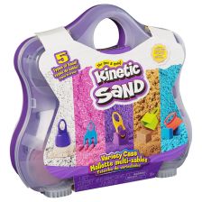 Σετ κινητικής άμμου Spin Master Kinetic Sand Variety Case, Βαλιτσάκι με 3 είδη άμμου σε 5 χρώματα.