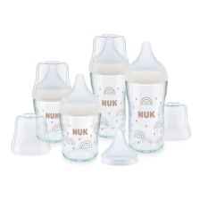 Σετ γυάλινα βρεφικά μπιμπερό Nuk Perfect Match, με θηλή, 4 τεμαχίων.