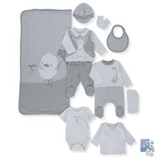 Σετ μαιευτηρίου για νεογέννητο Bebetto Plaid Duck, 10 τεμαχίων, 0-3 μηνών, Z931.