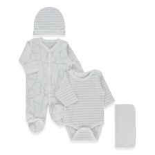 Σετ μαιευτηρίου για πρόωρα νεογέννητα Bebetto Happy Animal, 4 τεμαχίων, 0-1 μηνών, Z1135.