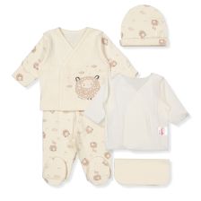 Σετ μαιευτηρίου για πρόωρα νεογέννητα Bebetto Organic little lamb, Εκρού, 5 τεμαχίων, 0-1 μηνών, Z1032.