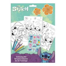 Σετ για χρωματισμό Kids Licensing Disney Stitch, με αυτοκόλλητα και 6 τεμάχια ξυλομπογιές.