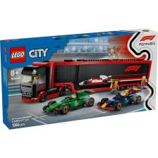 Κατασκευές LEGO City Φορτηγό F1 με αυτοκίνητα RB20 και AMR24 F1 60445.