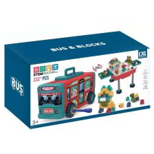 Κατασκευές με τραπεζάκι 2 σε 1 Raya Toys Λεωφορείο, 332 τεμαχίων.