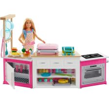 Σετ κουζίνας Mattel Barbie, με αξεσουάρ, κούκλα και πλαστελίνες.