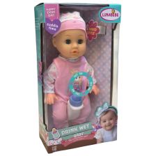 Κούκλα μωρό Raya Toys Drink and Wet, που κατουράει, με 12 ήχους και μπιμπερό, 35 εκατοστών.