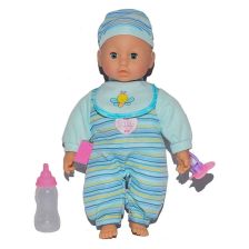 Κούκλα μωρό Raya Toys που μιλάει, με μάγουλα που κοκκινίζουν και αξεσουάρ , 34 εκατοστών.