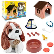 Λούτρινο παιχνίδι Raya Toys Σκυλάκι με σπιτάκι και αξεσουάρ.
