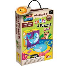 Σετ ξύλινων κύβων με παζλ Lisciani Legno Cubes & Puzzle.