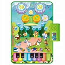 Μουσικό βρεφικό χαλάκι παιχνιδιού Raya Toys Jazz 3 σε 1, Πιάνο με ζώα και τύμπανα.