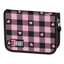 Κασετίνα σχολική St. Majewski St. Right Pink Checkered, ενιαία, κενή.