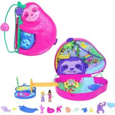 Σετ παιχνιδιού Mattel Polly Pocket Sloth Family 2 σε 1 Τσάντα με αξεσουάρ και μίνι κούκλες