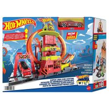 Πίστα πυροσβεστικού σταθμού Mattel Hot Wheels City Super Loop, με 1 αυτοκίνητο