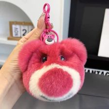 Λούτρινο μπρελόκ Raya Toys Αρκουδάκι, φυσική τρίχα Κουνελιού, 10 εκατοστών.