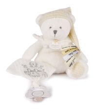 Λούτρινο Αρκουδάκι Doudou Argent με μαντηλάκι και κλιπ πιπίλας 20 εκατοστών, DC4340.