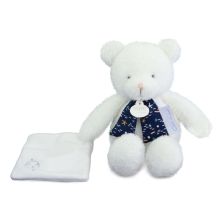Λούτρινο Αρκουδάκι Doudou Clair de lune, που λάμπει στο σκοτάδι, με μαντηλάκι, 30 εκατοστών.