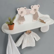 Ράφι παιδικό με κρεμάστρες Italbaby DOLCI COCCOLE Λευκό/Dove Γκρι.
