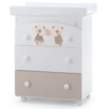 Συρταριέρα παιδική Italbaby DOLCI COCCOLE 3 μέρη. με μπανιέρα και αλλαξιέρα White/Dove Grey.