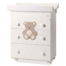 Συρταριέρα Βρεφική Italbaby PELUCHE 3τεμ. με μπανιέρα και αλλαξιέρα Λευκή + διακόσμηση DOVE GREY