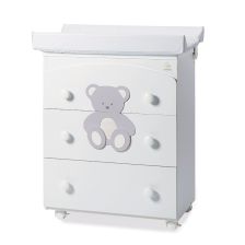 Συρταριέρα Βρεφική Italbaby PELUCHE 3τεμ. με μπανιέρα και αλλαξιέρα Λευκή + διακόσηση GREY