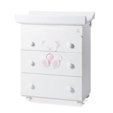 Συρταριέρα Βρεφική Italbaby PELUCHE 3τεμ. με μπανιέρα και αλλαξιέρα Λευκή + διακόσηση PINK