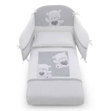 Σετ Κούνιας Italbaby JOLIE Pony 4τεμ. 70х130 White / Grey με Πάντα Κούνιας, με κέντημα