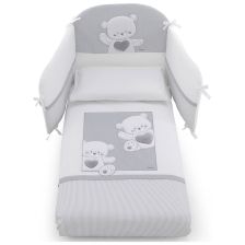 Σετ Κούνιας Italbaby JOLIE Maxi 5 τεμ. 100х130 εκ. White / Grey με Πάντα Κούνιας, με κέντημα