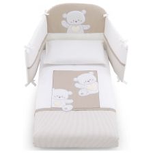 Σετ Κούνιας Italbaby JOLIE Pony 4 τεμ. 70х130 εκ. White / Dove Grey με Πάντα Κούνιας, με κέντημα