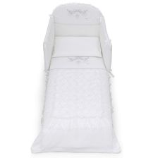 Σετ Κούνιας Italbaby MAGNIFIQUE ROMANTIC Pony 4τεμ. 70х130 Λευκό με Πάντα Κούνιας, με κέντημα