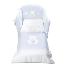 Σετ Κούνιας Italbaby PELUCHE Pony 4τεμ. 70х130 White/Blue με Πάντα Κούνιας, με κέντημα