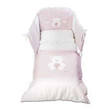 Σετ Κούνιας Italbaby PELUCHE Pony 4τεμ. 70х130 White/Pink με Πάντα Κούνιας, με κέντημα