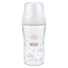 Γυάλινο βρεφικό μπιμπερό Nuk Perfect Match+ Temperature Control Rainbow, 3 μηνών+, 230 ml.