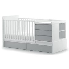 Παρκοκρέβατο Πολυμορφικό Italbaby OSLO Λευκό + συρτάρια Grey