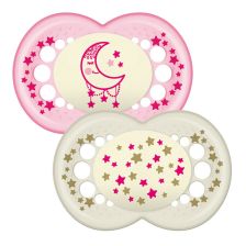 Πιπίλα MAM 2τεμ. Night Soother Pink 12μ.+