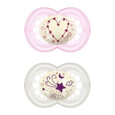 Πιπίλα MAM 2τεμ. Night Soother Pink 6μ.+