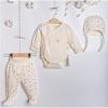 Βρεφικό σετ Ciccim Baby Flowers, Εκρού, 3 τεμαχίων, 1-3 μηνών, U4912.