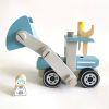 Παιχνίδι μηχανών κατασκευής Raya Toys Ξύλινος Εκσκαφέας για συναρμολόγηση Μπλε.