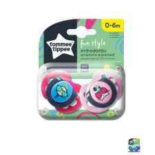 Ορθοδοντικές πιπίλες Tommee Tippee FUN STYLE 0-6 μηνών, 2 τεμαχίων.