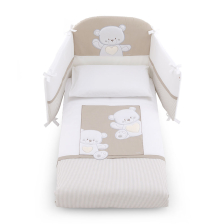Σετ Κούνιας Italbaby Jolie Maxi 5 τεμ. 100х130 εκ. White / Dove Grey με Πάντα Κούνιας, με κέντημα