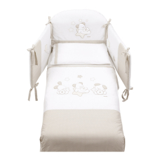 Σετ Κούνιας Italbaby SWEET STAR Pony 4 τεμ. 70х130 White / Dove Grey με Πάντα Κούνιας, με κέντημα