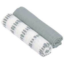 Σετ βρεφικές πάνες Lassig Strokes Silver Γκρι, 2 τεμαχίων, 120 x 120 εκατοστών.
