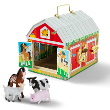 Ξύλινο παιδικό παιχνίδι  Melissa and Doug Αχυρώνας με πόρτες και κλειδαριές + 4 ζώα.